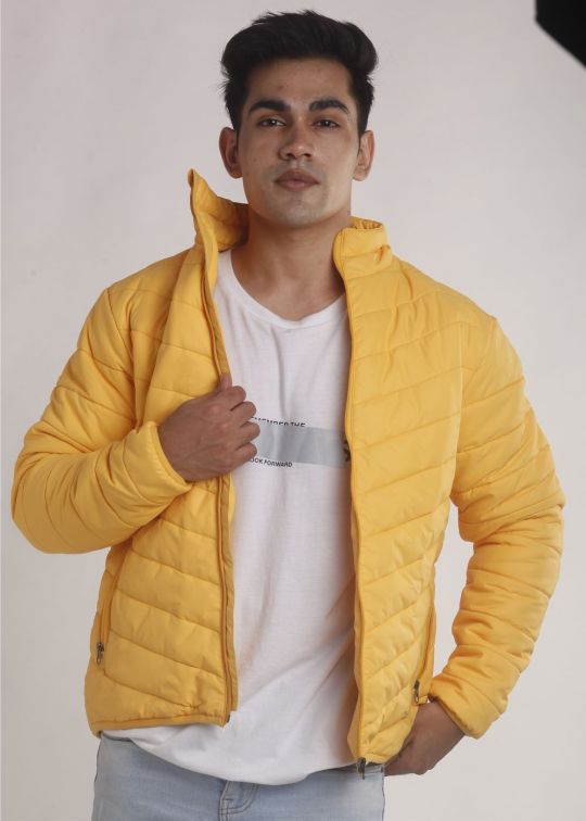 Yellow Puffer Jacket For Men