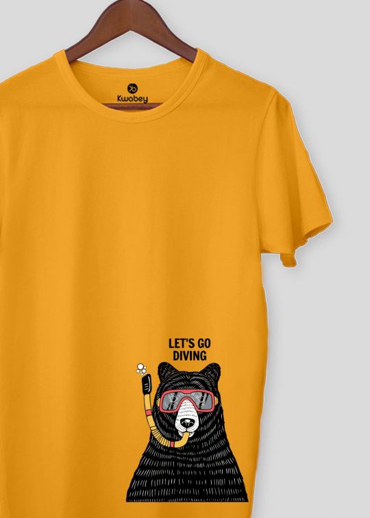 Dive Bear Mustard Half Sleeve T-shirt For Men