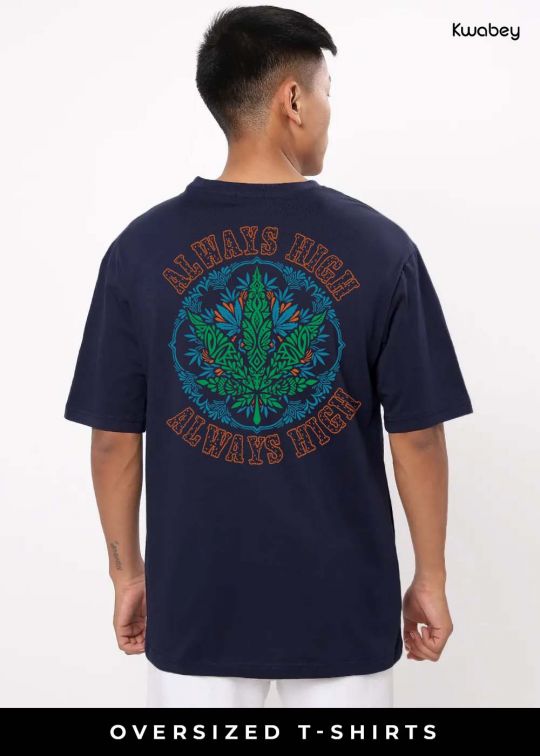 Always High Navy Oversized T-shirt For Men