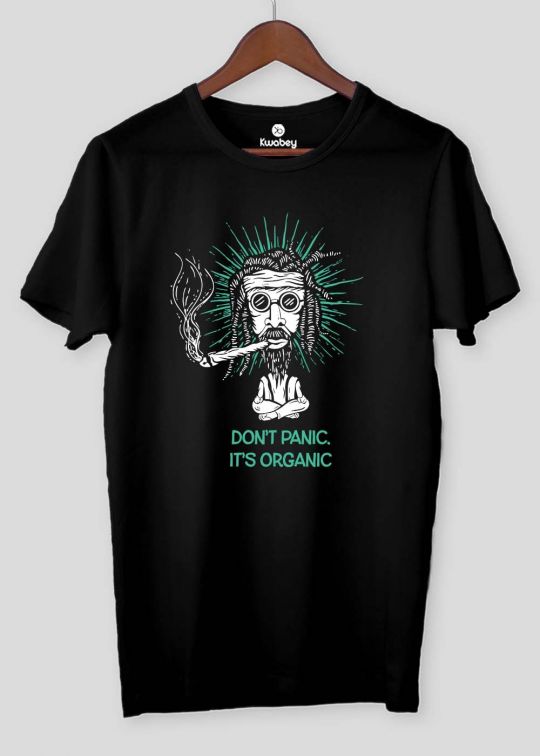 Dont Panic Black Half Sleeve T-shirt For Men