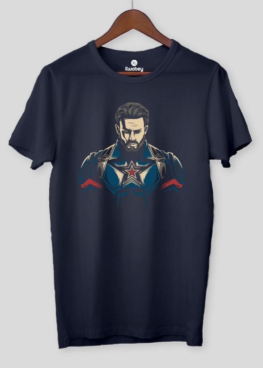 Captain America Navy Half Sleeve T-shirt For Men
