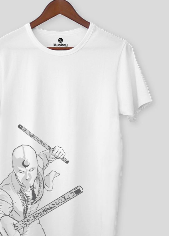 Moon Fist White Half Sleeve T-shirt For Men