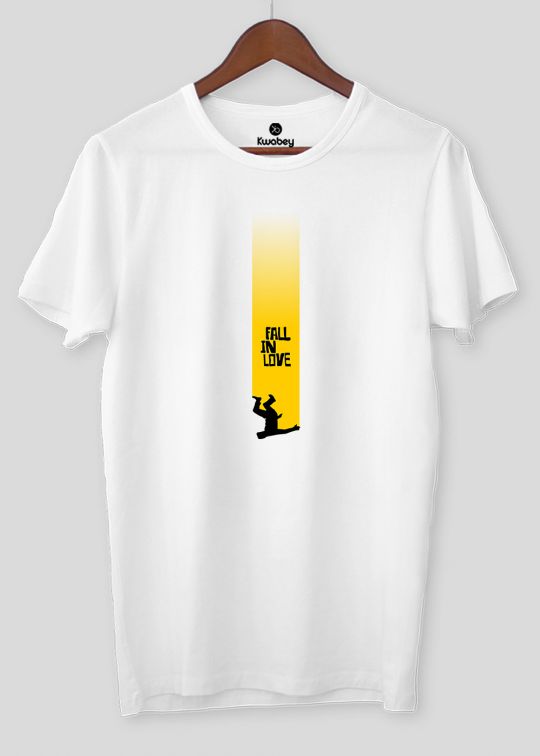 Fall In Love White Half Sleeve T-shirt For Men