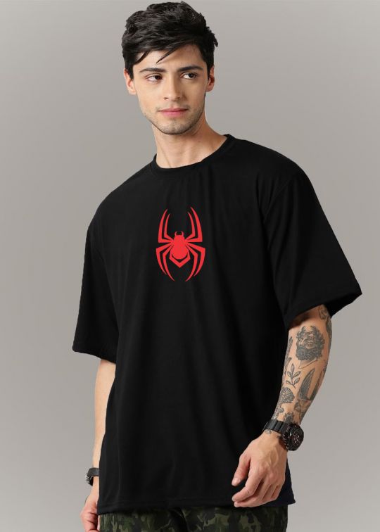 Spider Punk Black Oversized T-Shirt For Men