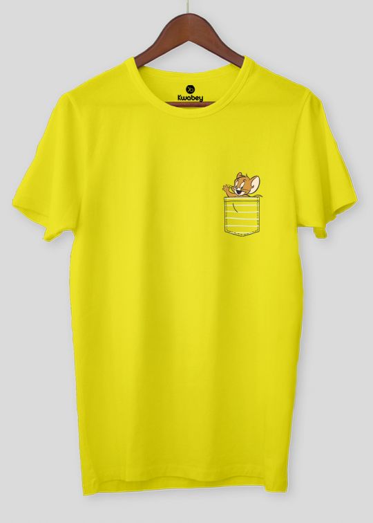 Pocket Jerry Pineapple Yellow Half Sleeve T-shirt For Men