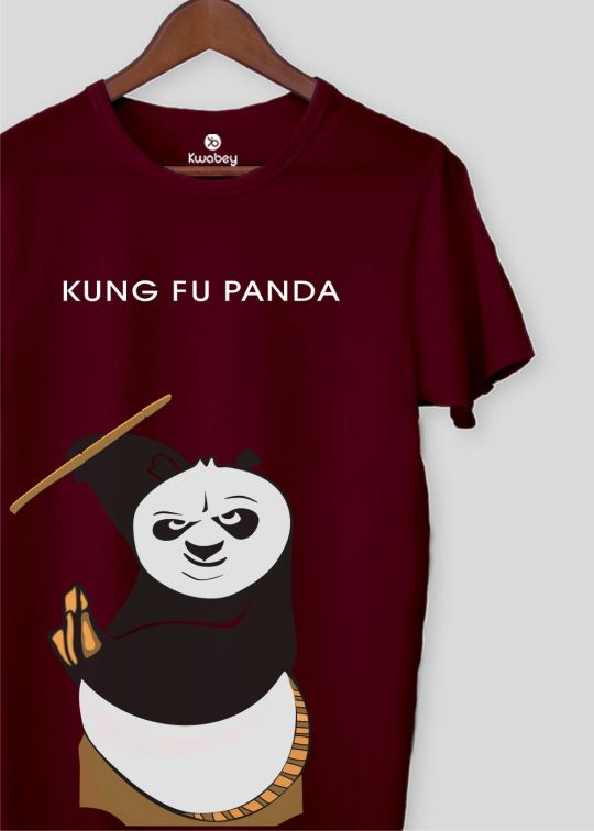 Kung Fu Panda Maroon Half Sleeve T-Shirt For Men