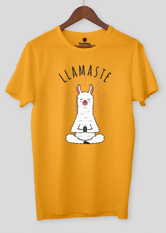 Llamaste Mustard Half Sleeve T-shirt For Men
