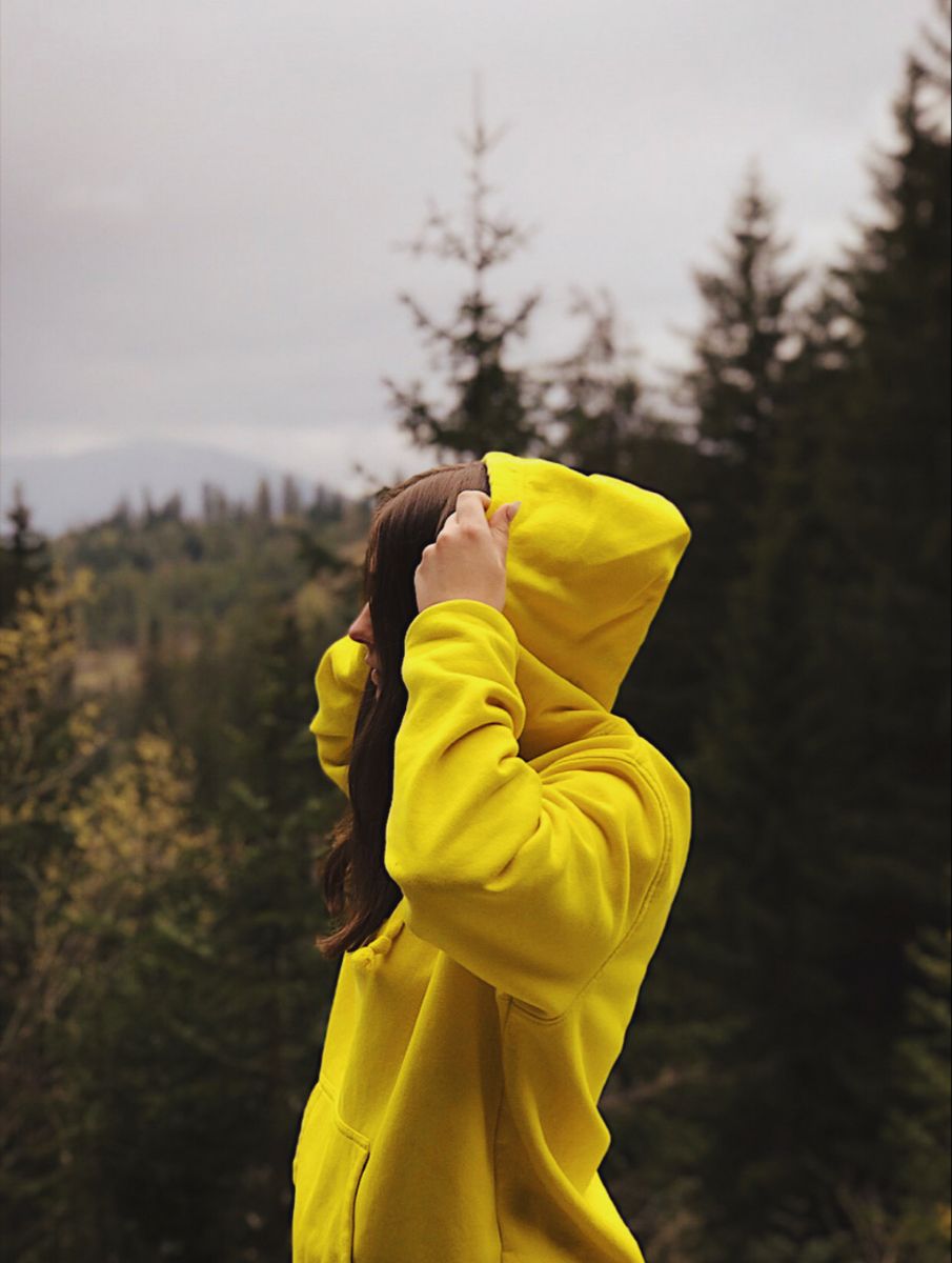 Yellow Plain Regular Hoodie For Girl