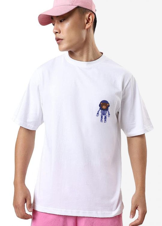 Studioone Bear White Oversized T-Shirt For Men