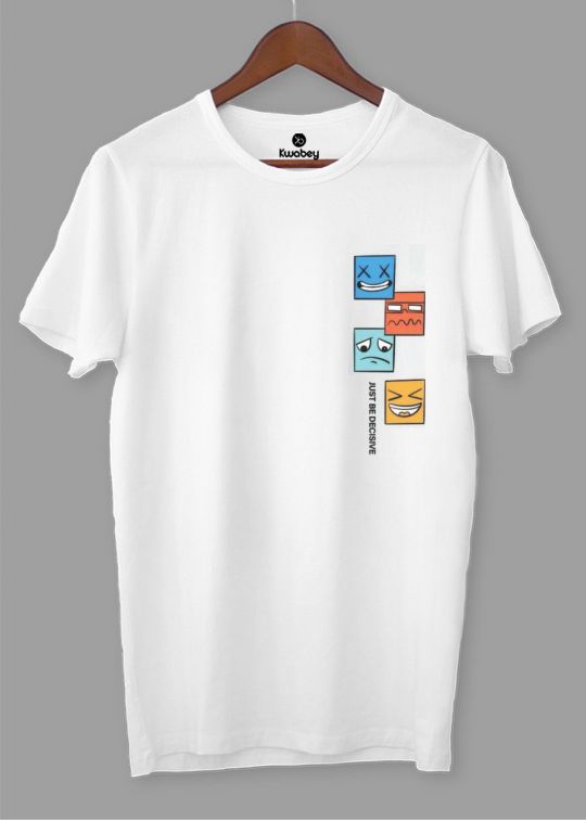 Just Be Decisive White Half Sleeve T-Shirt For Men