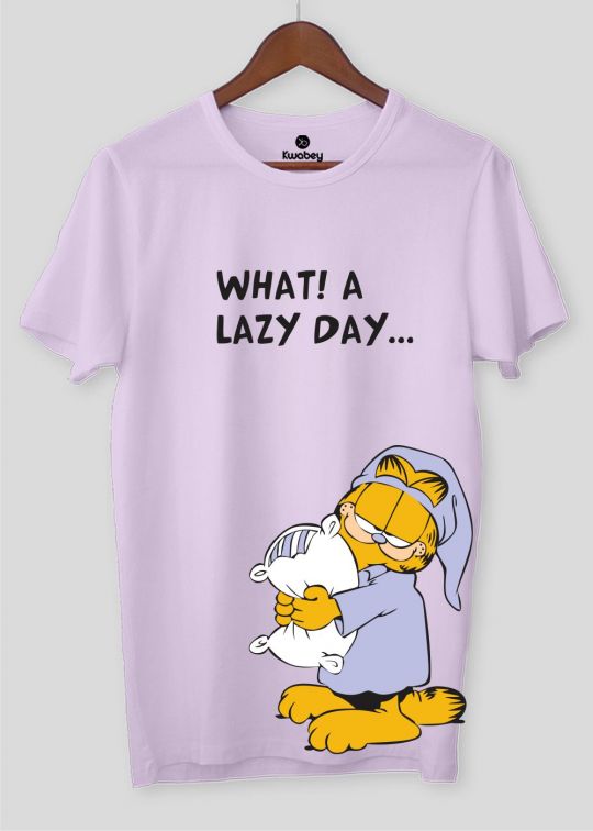 What A Lazy Day Lilac Half Sleeve T-Shirt For Men