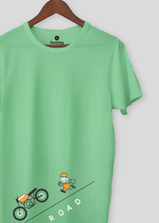 Off Road Mint Green Half Sleeve T-shirt For Men