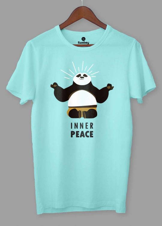 Inner Peace Printed Aqua Half Sleeve T-Shirt For Men