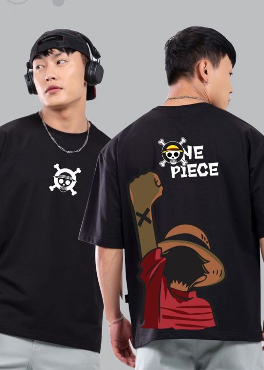 One Piece Black Oversized T-Shirt For Men