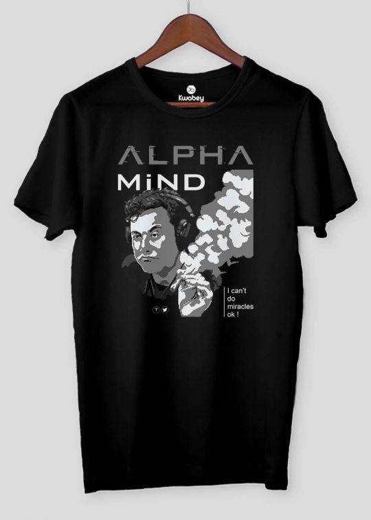 Alpha Mind Black Half Sleeve T-shirt For Men