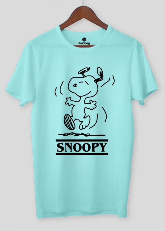 Dancing Snoopy Aqua Half Sleeve T-Shirt For Men