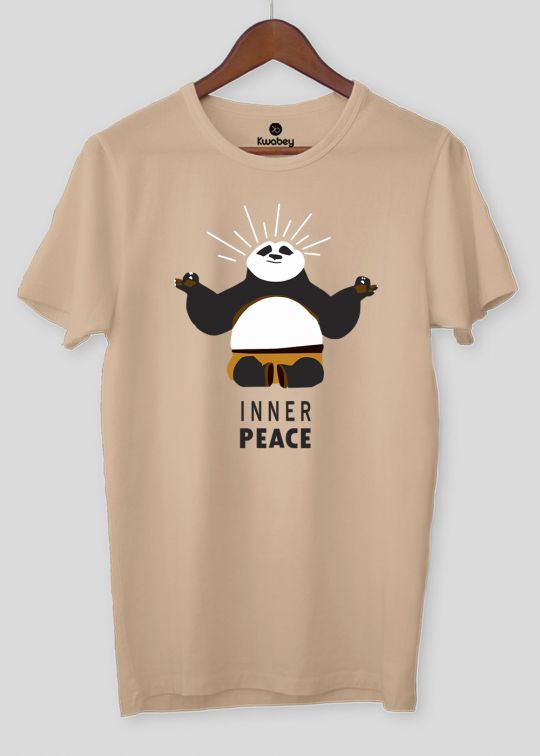 Inner Peace Printed Beige Half Sleeve T-Shirt For Men