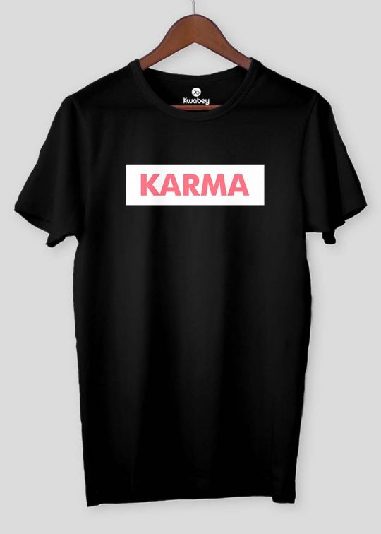Karma Tag Black Half Sleeve T-shirt For Men