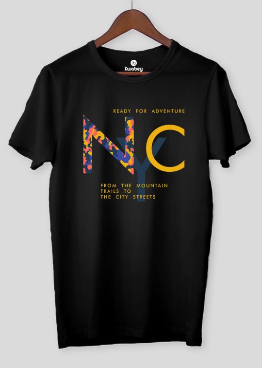 NYC Black Half Sleeve T-shirt For Men