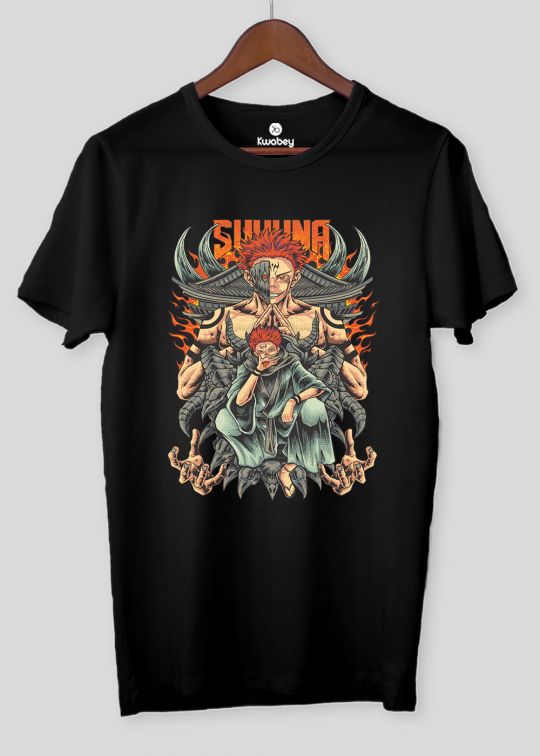 Black Sakuna Jujustu kaisen Half Sleeve T-Shirt For Men