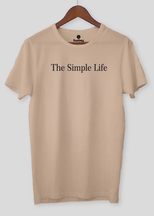 The Simple Life Beige Half Sleeve T-Shirt For Men