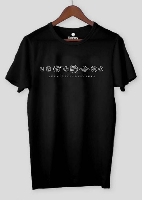 An Endless Adventure Black Half Sleeve T-shirt For Men