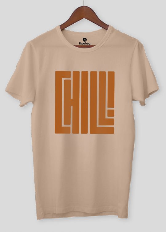 Chill Printed Beige Half Sleeve T-Shirt For Men