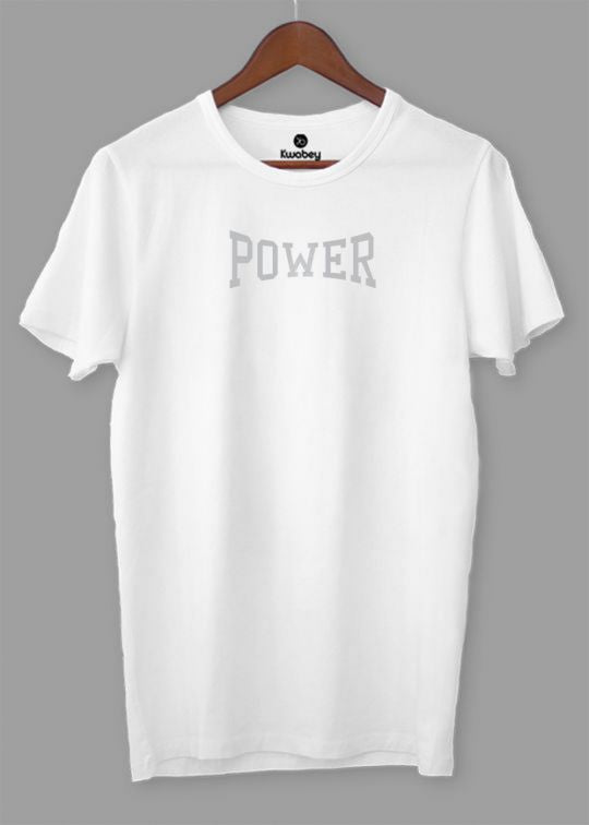Power Printed White Half Sleeve T-Shirt For Men