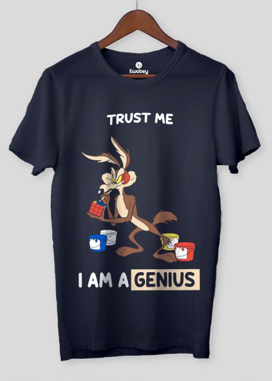 Trust Me I Am Genius Navy Half Sleeve T-Shirt For Men