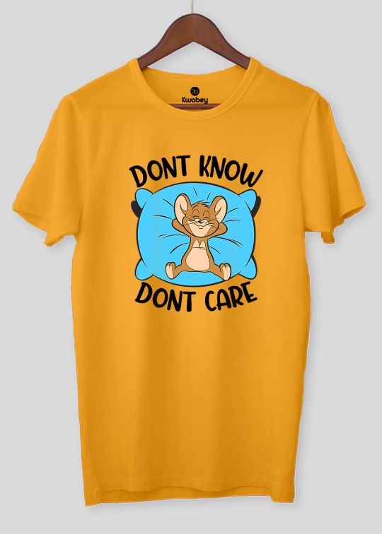 Dont Know Dont Care Mustard Half Sleeve T-Shirt For Men