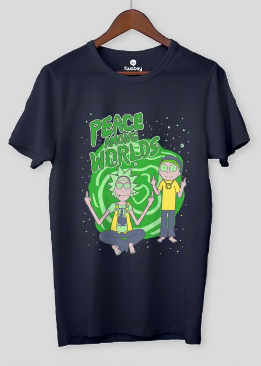 Peace Among Worlds Navy Half Sleeve T-Shirt For Men