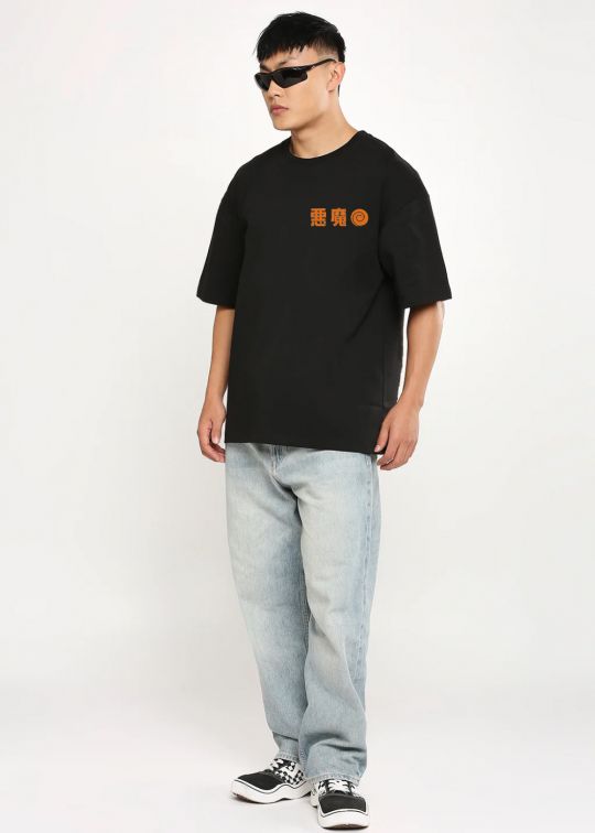 Naruto Uzumaki Clan Black Oversized T-Shirt For Men
