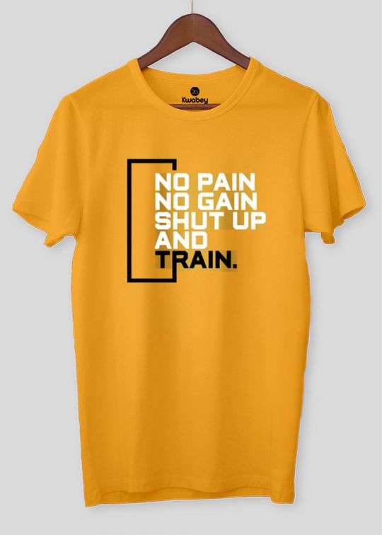 No Pain Mustard Half Sleeve T-shirt For Men