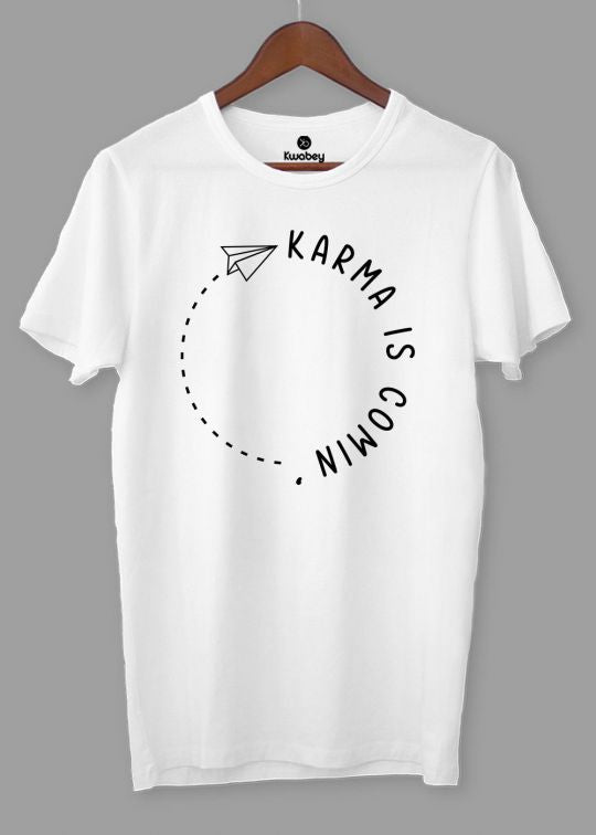 Karma White Half Sleeve T-shirt For Men