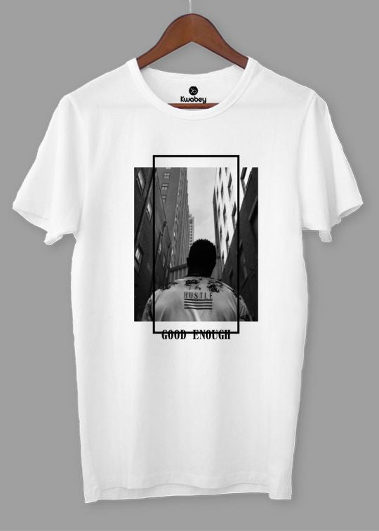 Hustle White Half Sleeve T-shirt For Men