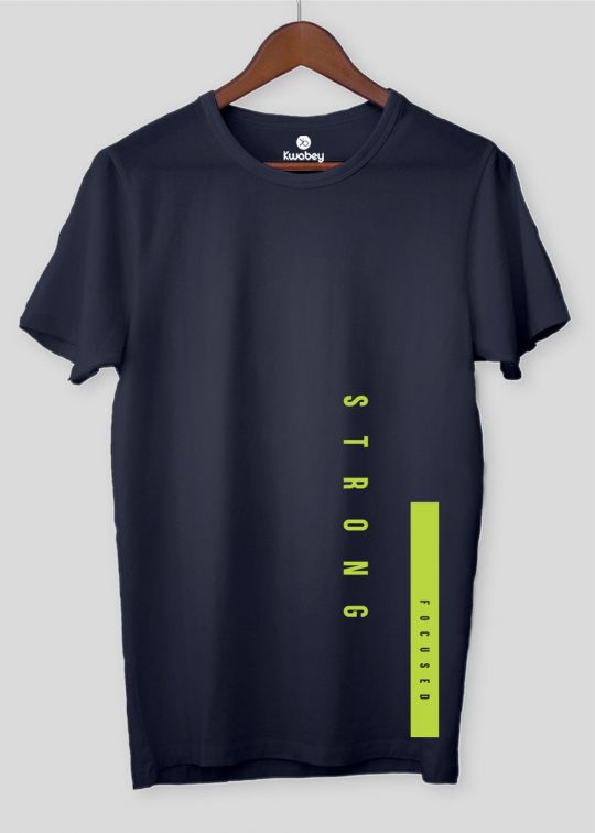 Strong Focused Navy Half Sleeve T-shirt For Men