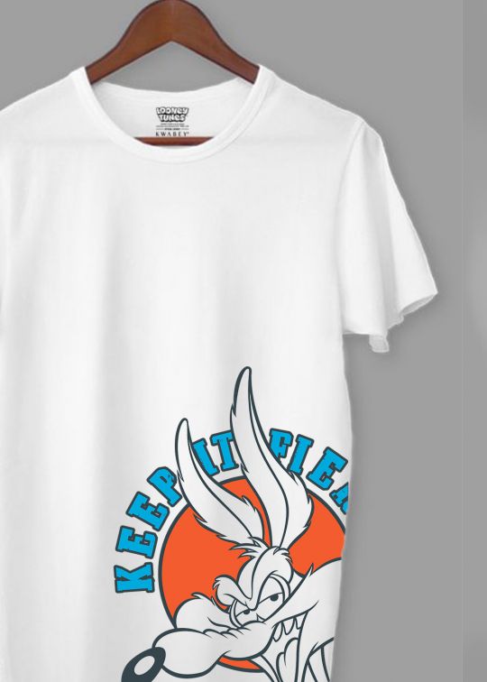 Keep It Wile E White Half Sleeve T-Shirt For Men