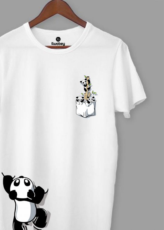 Bottom Climb Panda White Half Sleeve T-Shirt For Men