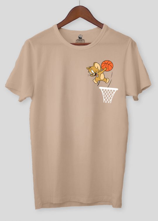 Offical Basket Ball Jerry Beige Half Sleeve T-Shrit For Men