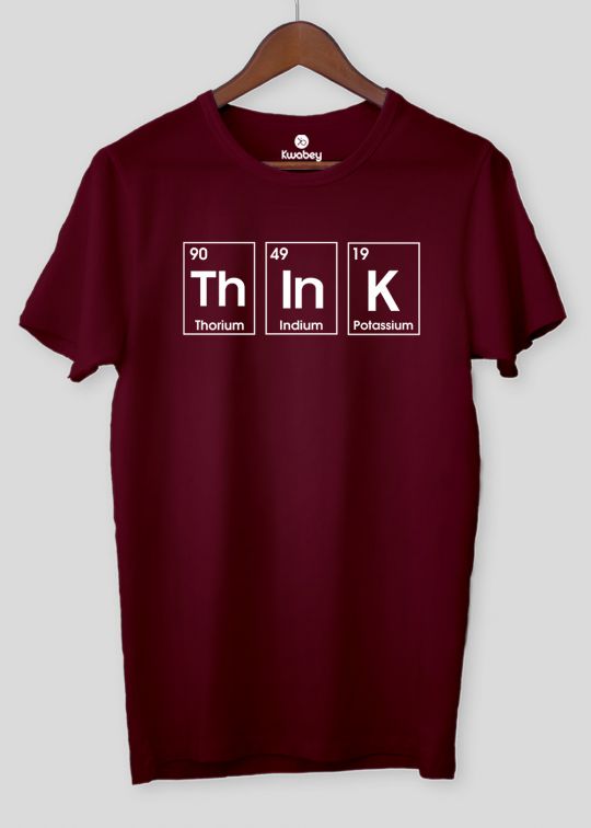 Think Mehroon Half SleeveT-Shirt For Men