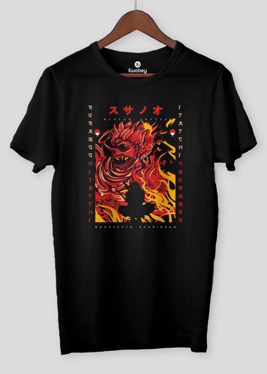 Susanu Black Half Sleeve T-shirt For Men