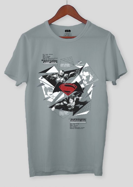 Offical Batman Superman Ultimate Grey Half Sleeve T-Shirt For Men