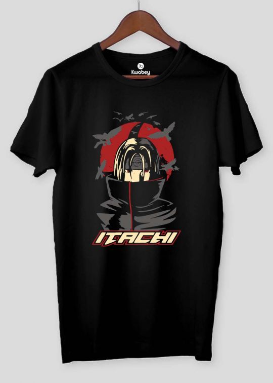 Itachi Uchiha Black Half Sleeve T-shirt For Men