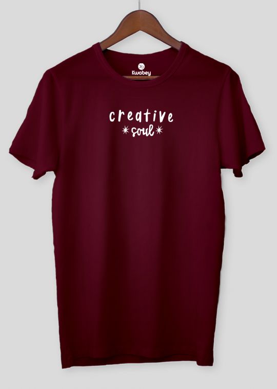 Creative Soul Maroon Half Sleeve T-Shirt For Men
