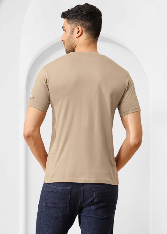 Solid Dark Beige Half Sleeve RN T-Shirt