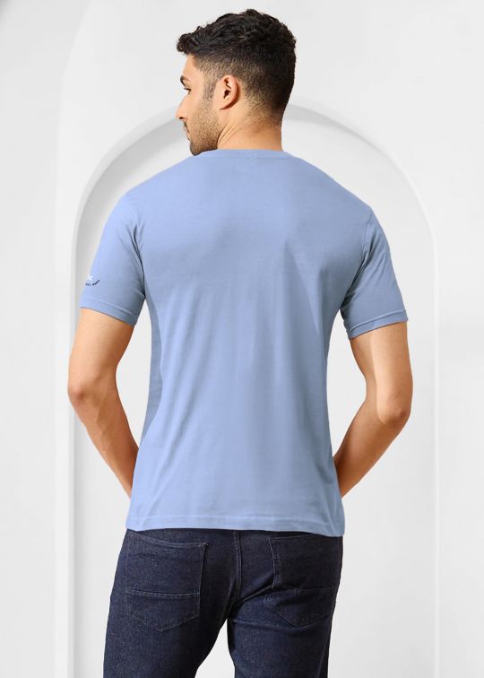 Solid Denim Blue Half Sleeve RN T-Shirt
