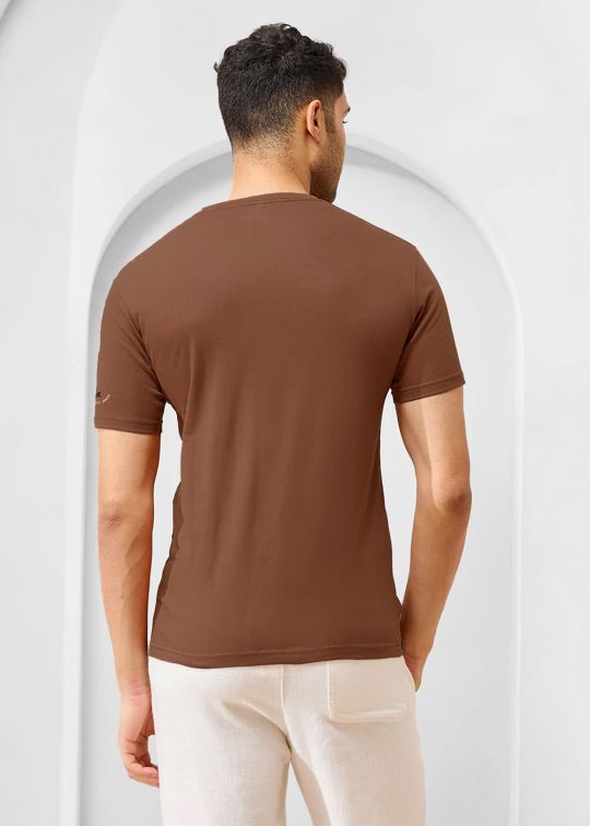 Solid Mocha Half Sleeve RN T-Shirt