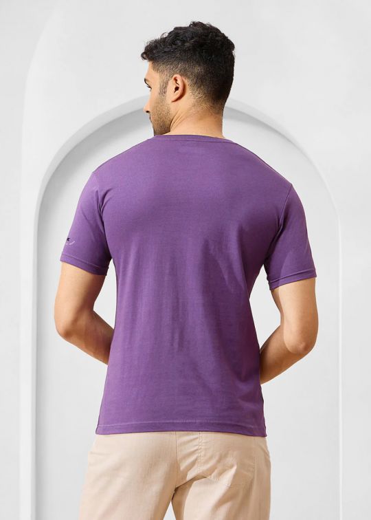 Solid Sunset Purple Half Sleeve RN T-Shirt