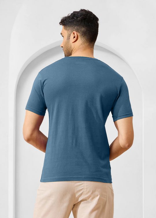 Solid Coronet Blue Half Sleeve RN T-Shirt