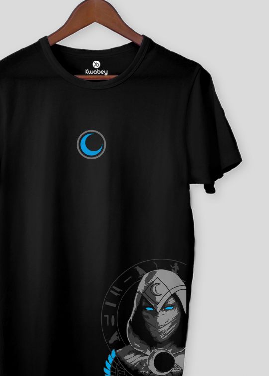 Moon Knight Side Print Black Half Sleeve T-shirt For Men